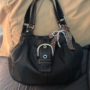 Coach Soho Lynn Medium Black Leather Hobo